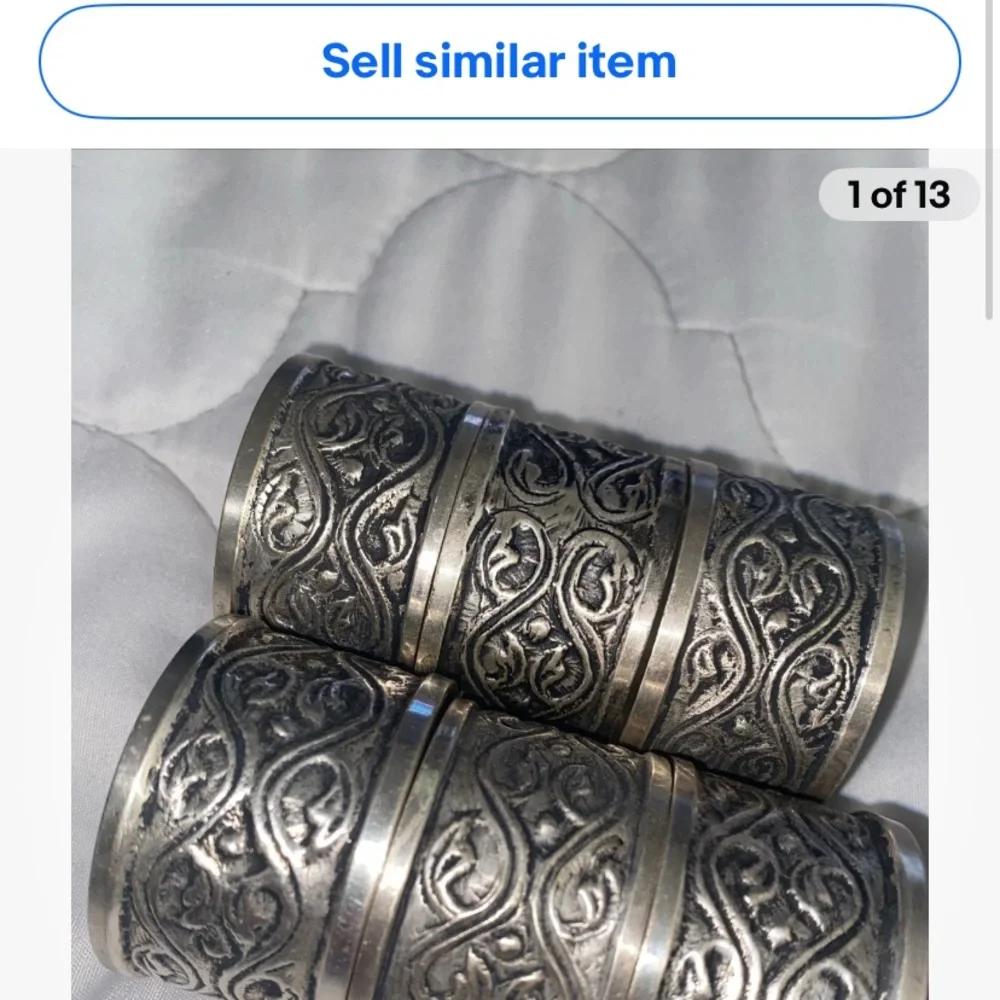 Vintage Silver Pewter Round Napkin Rings Ring Set Of‎ 6